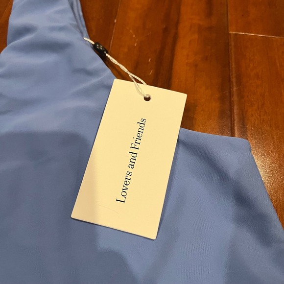 Lovers and Friends Bikini Top One Shoulder Swimsuit Swim Periwinkle Blue New M - Picture 2 of 5